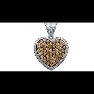 Levian diamond heart chocolate and vanilla diamonds, pendant 1.84 carat